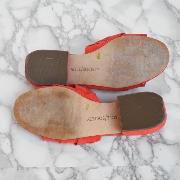Sole Society So-Valentina Ruffle Flat Color Orange Coral Size 6 - Picture 5 of 6